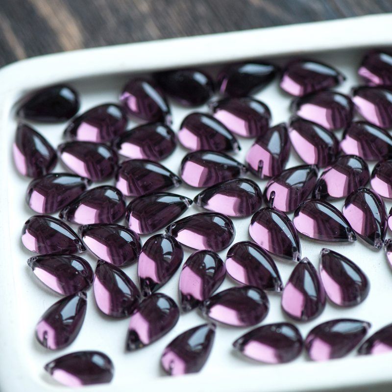 стразы пришивные "капля", акрил, цвет сиреневый темный, 15х9х6 мм