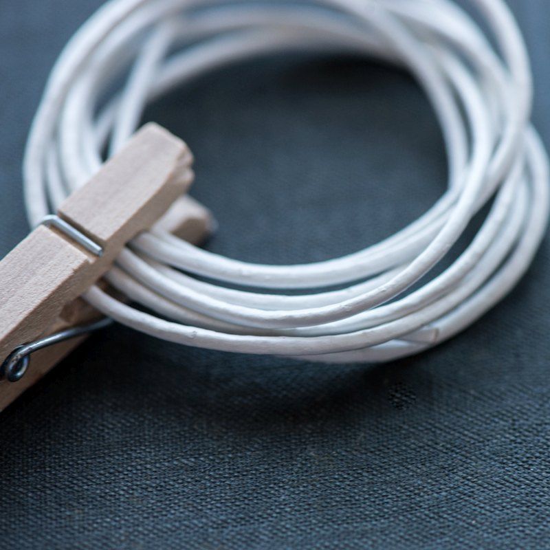шнур кожаный, цвет белый, диаметр 1.5 мм
