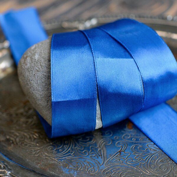 лента, атлас, цвет синий, ширина 25 мм ленты