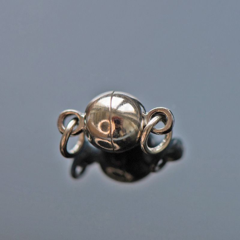 Замочки застежка магнитная "шарик", с колечками, покрытие платина, 11.5x6 мм