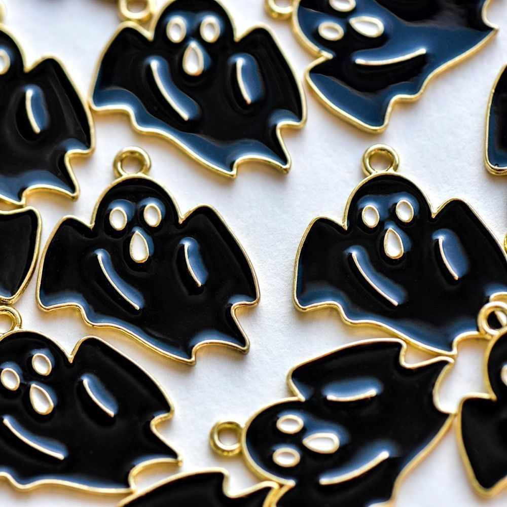 подвеска металлическая "привидение", эмаль, цвет черный, 25x23x1 мм