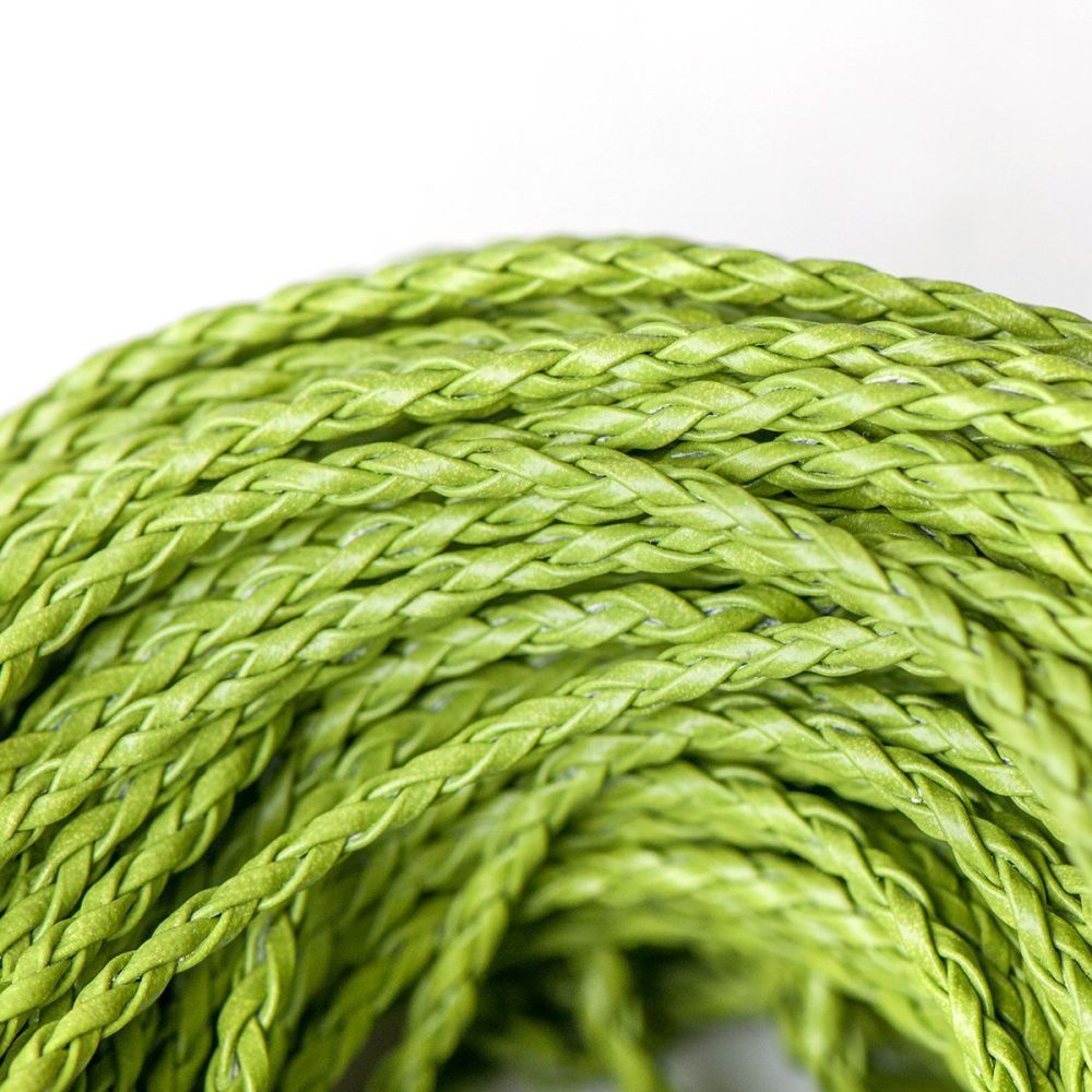 шнур, имитация кожи, плетеный, цвет лайм, 3 мм