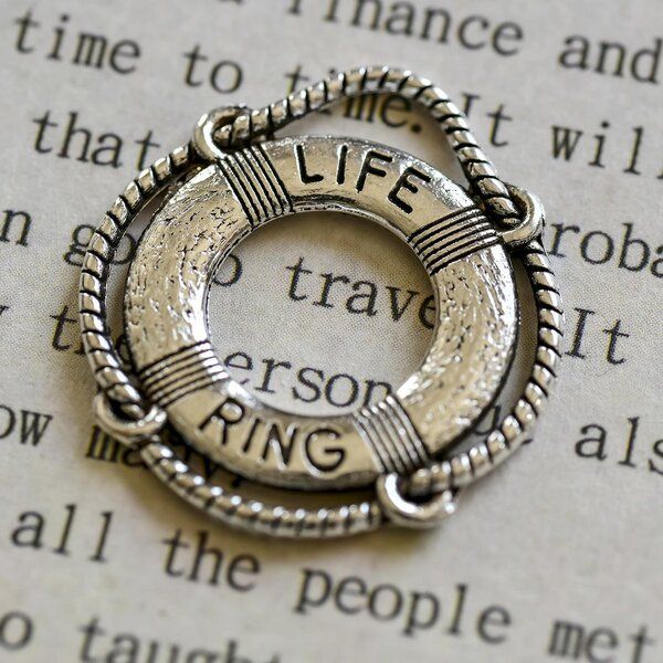 подвеска металлическая "спасательный круг", цвет античное серебро, 24x22x2 мм