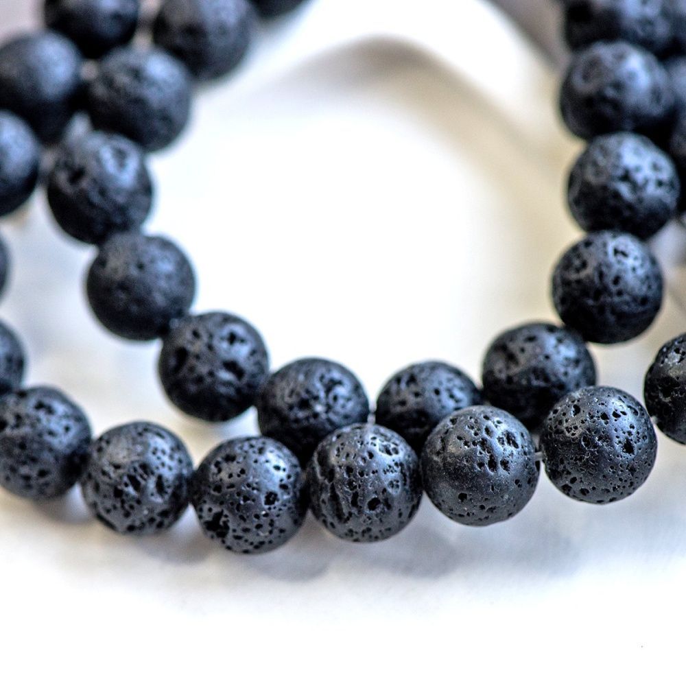 бусина лава натуральная 10, цвет черный, 10 мм