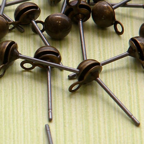 пуссеты "шарик", цвет античная бронза, 13х4.3 мм