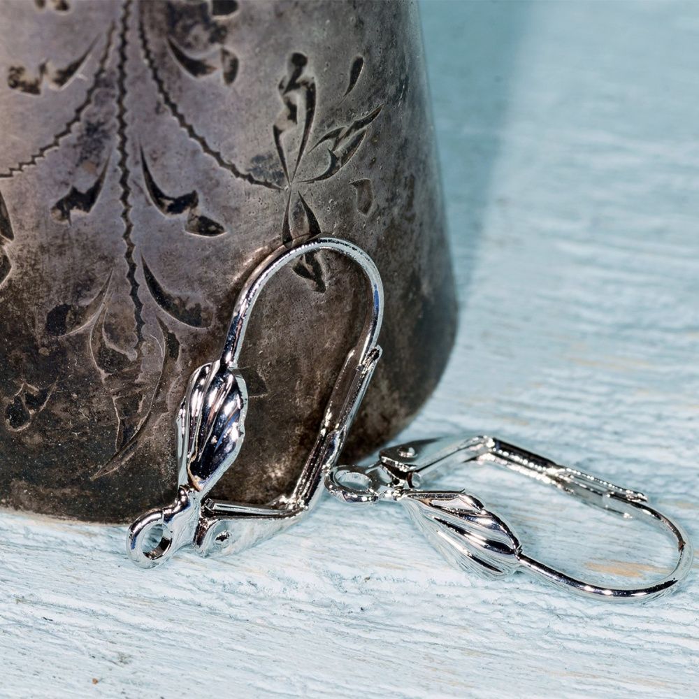 швензы "барбара", металл, покрытие родием, 18х12х0.8 мм