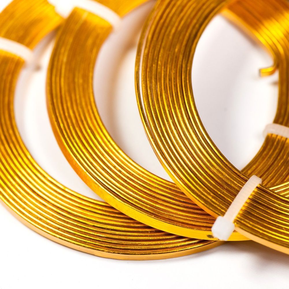 проволока алюминиевая, плоская, цвет золотой, 3х1 мм, 2 м