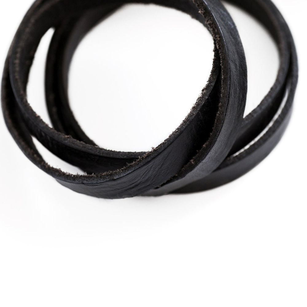 шнур кожаный, плоский, цвет черный, 10х2.5 мм