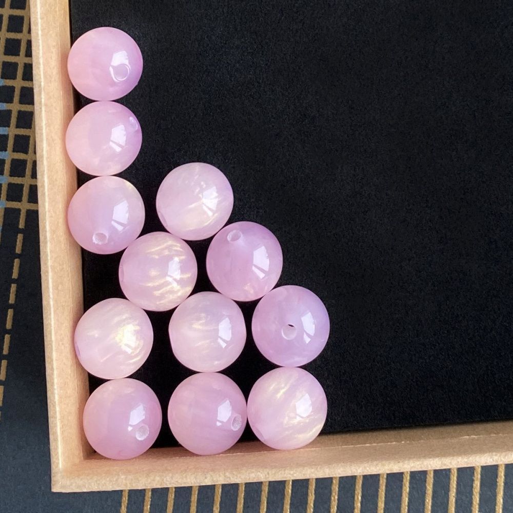 бусина, смола, имитация кошачьего глаза, цвет розовый, 12 мм