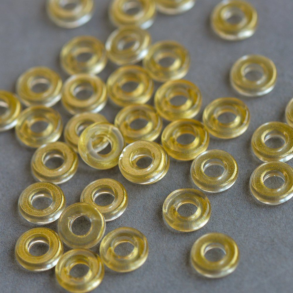 бусина "ринг", стекло, цвет желтый/золотистый, 10x3 мм