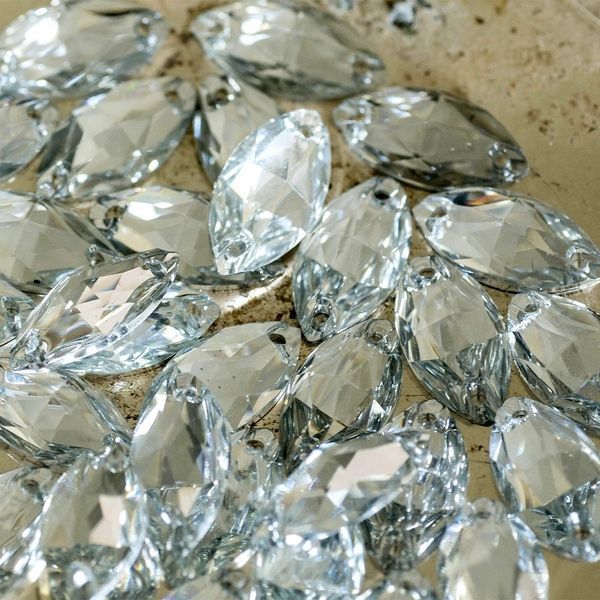 стразы пришивные navette, смола, прозрачный, 9х18 мм