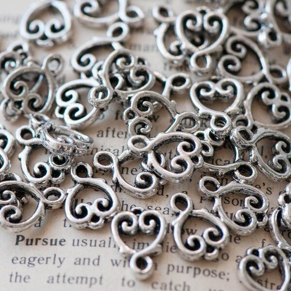 коннектор "халфи", цвет античное серебро, 14х10х2 мм