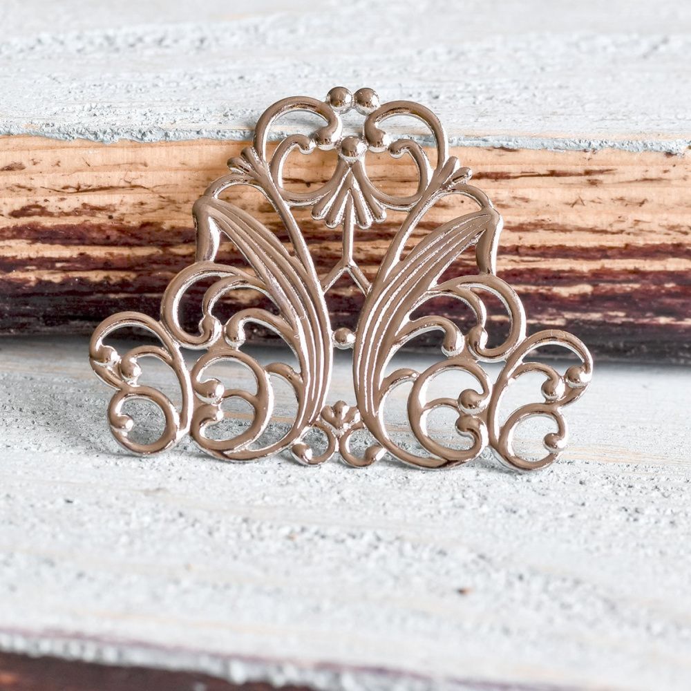 коннектор "филигрань муза", цвет платина, 37x29x0.6 мм