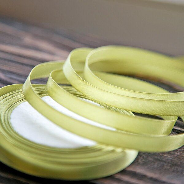 лента, атлас, цвет зеленый киви, ширина 10 мм ленты