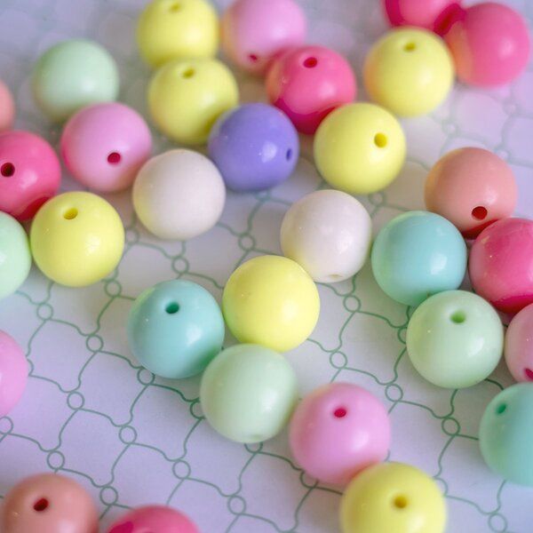 бусина, акрил "пастель", цветовой микс, 18 мм