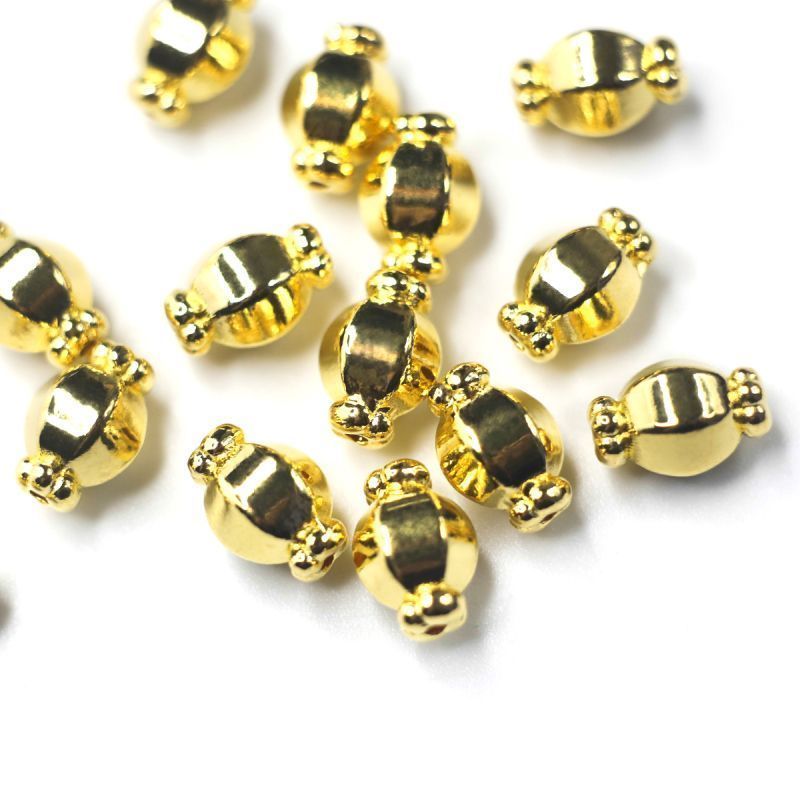 бусина, металл "бонбон", цвет золото, 10х7 мм