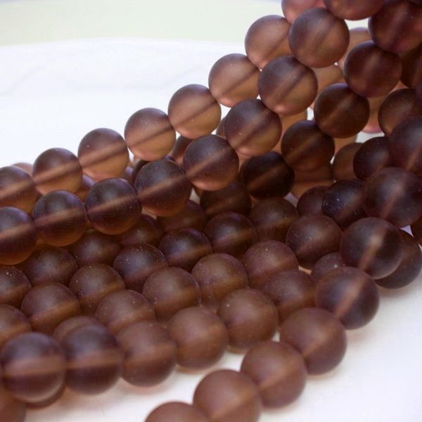 бусина, стекло 6, матовая, цвет шоколадный, 6 мм