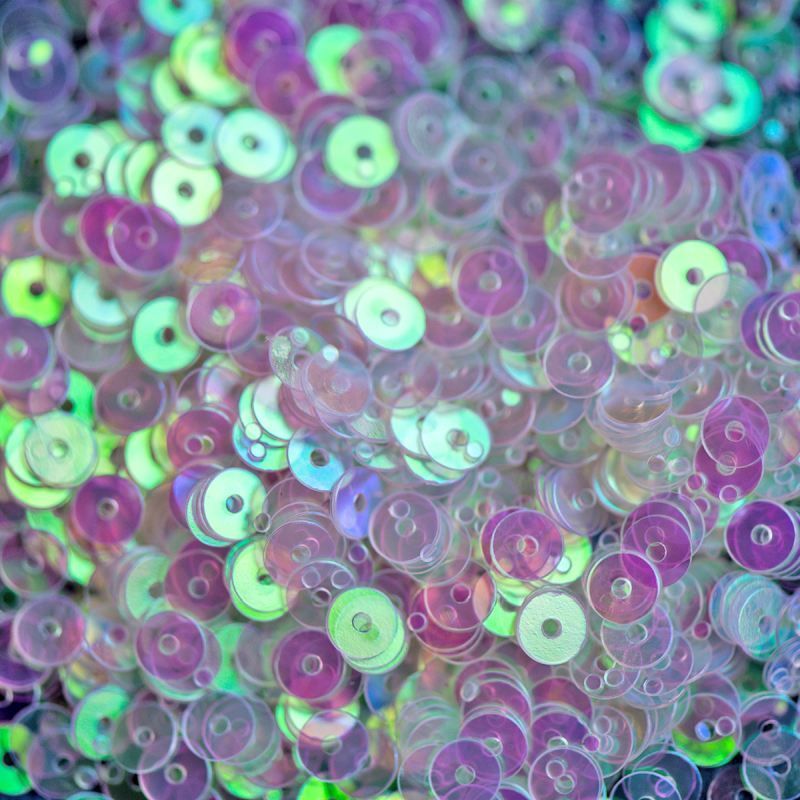 пайетки плоские, белый радужный прозрачный, 4 мм