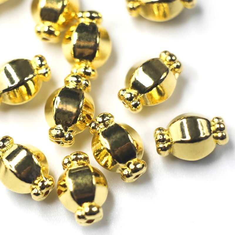 бусина, металл "бонбон", цвет золото, 10х7 мм