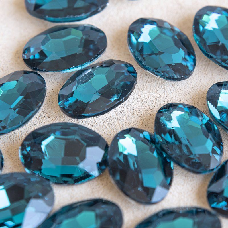 кабошон стекло кристалл, овальный, цвет capri blue, 18х13 мм