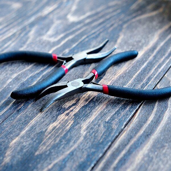 инструмент, тонкогубцы-утконосы (без насечки), черные ручки, 125 мм