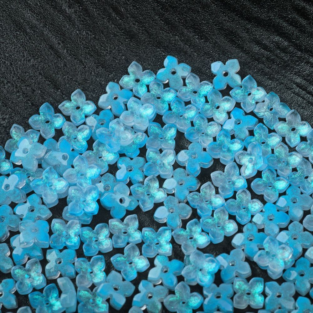 бусина "вероника", стекло, цвет голубой, 10x10x3.5 мм