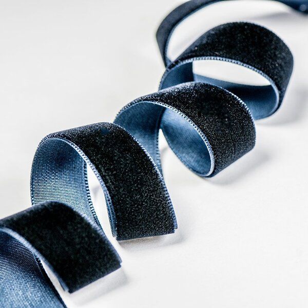 лента, бархат, цвет темный синий, ширина 15.9 мм ленты