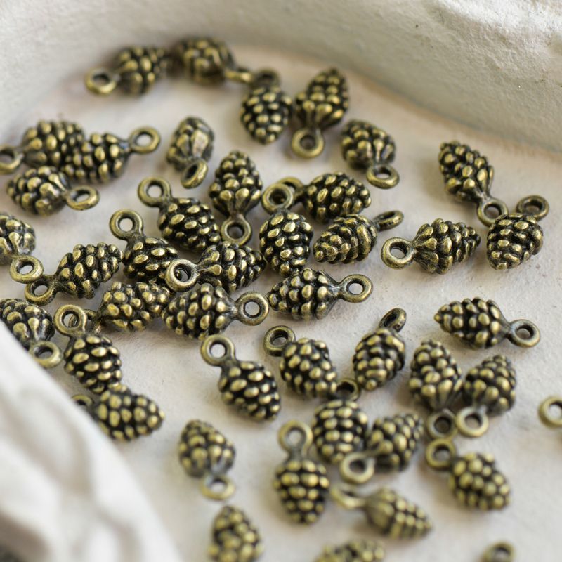 подвеска металлическая "шишка", цвет античная бронза, 13x7x5.5 мм