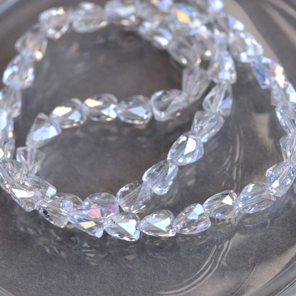 бусина "треугольник", стекло, цвет прозрачный ав, 8x6x6 мм