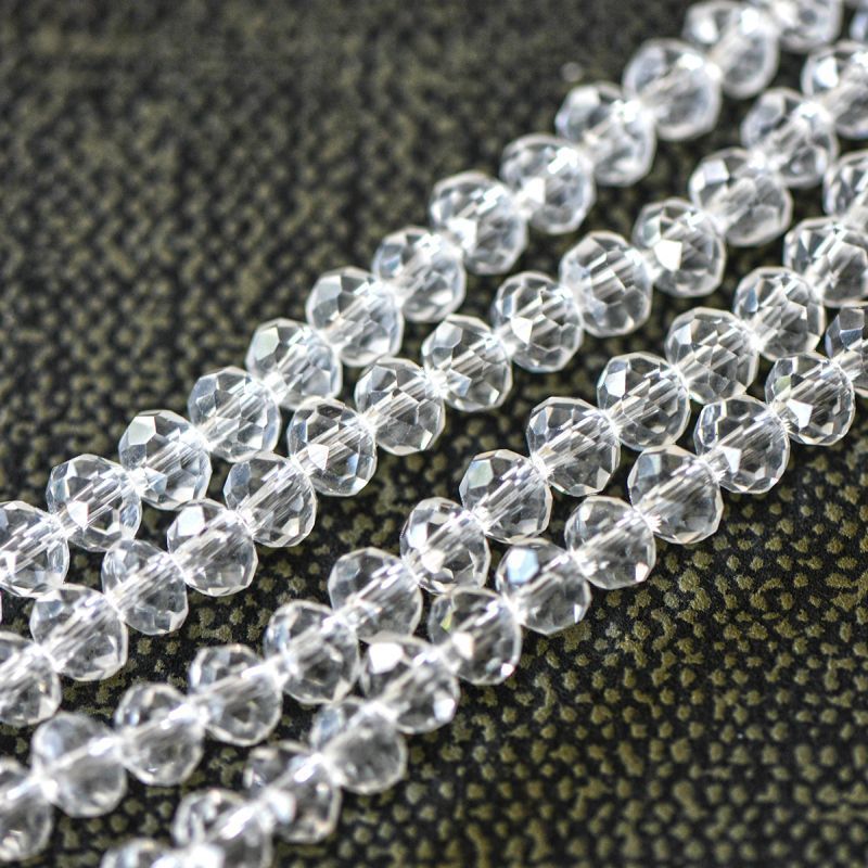 бусина, стекло абакус 6, граненая, цвет прозрачный, 6х4 мм