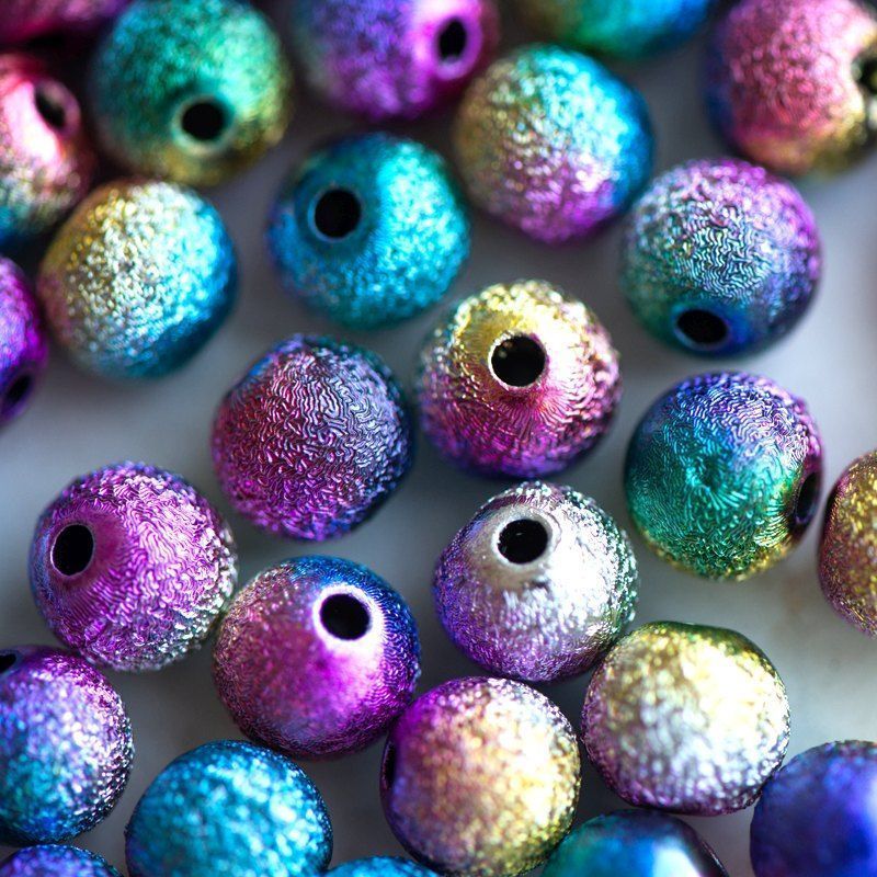 бусина, акрил "бензин", цветовой микс, 8 мм