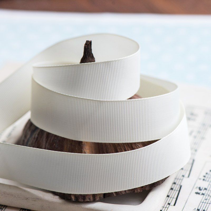 лента репсовая, цвет белый теплый, ширина 25 мм ленты