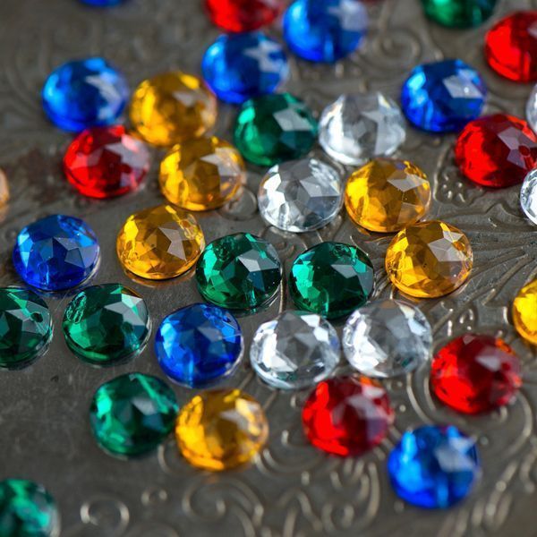 стразы пришивные "грани", акрил, круглые, цветовой микс, 10х4