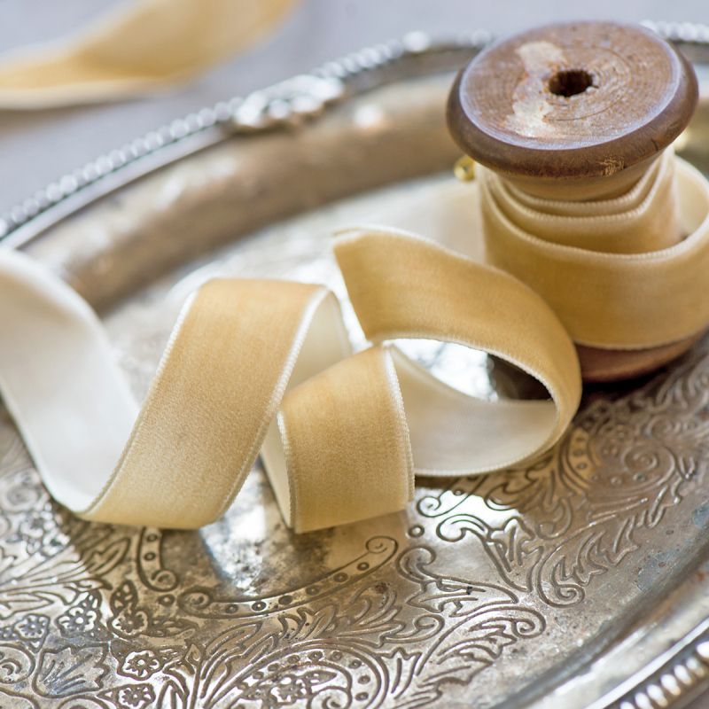 лента, бархат, цвет песочный, ширина 19 мм ленты