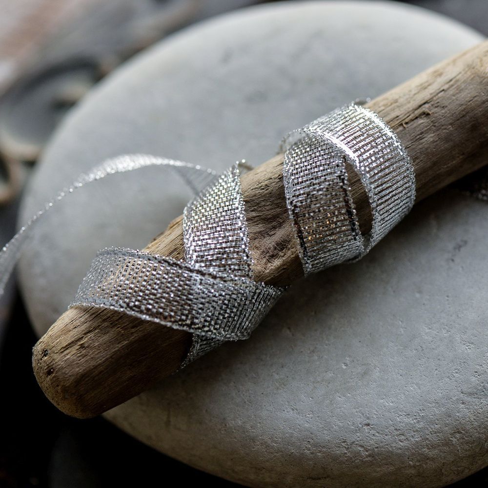 лента парчовая, цвет серебристый металлик, ширина 9 мм