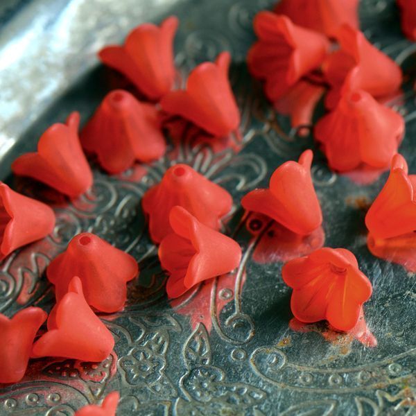 бусина, акрил "колокольчик", матовая, цвет красный, 14x10 мм