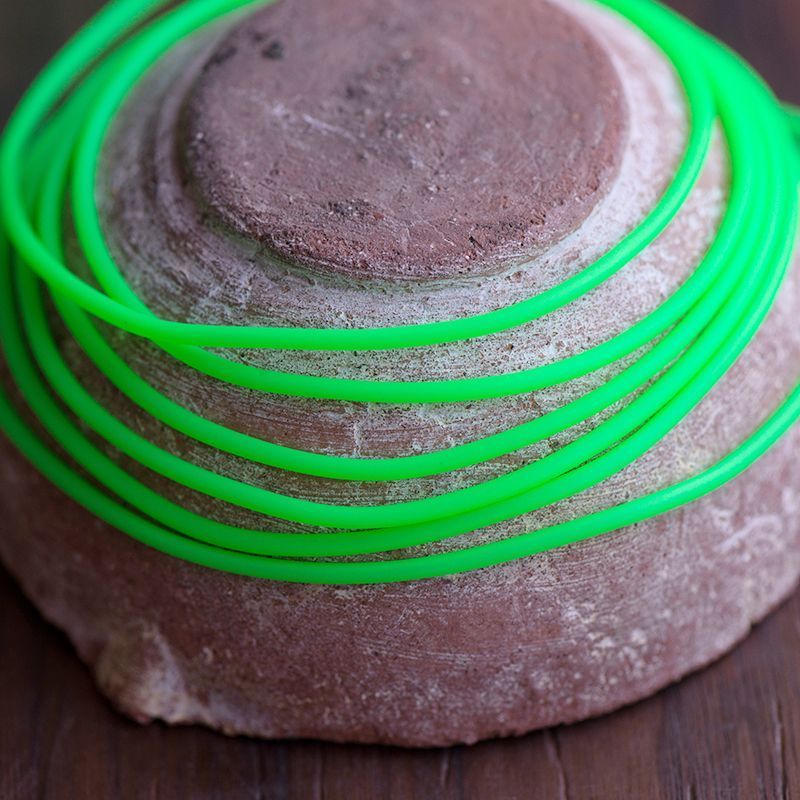 шнур резиновый, с отверстием, цвет зеленый неон, 2 мм