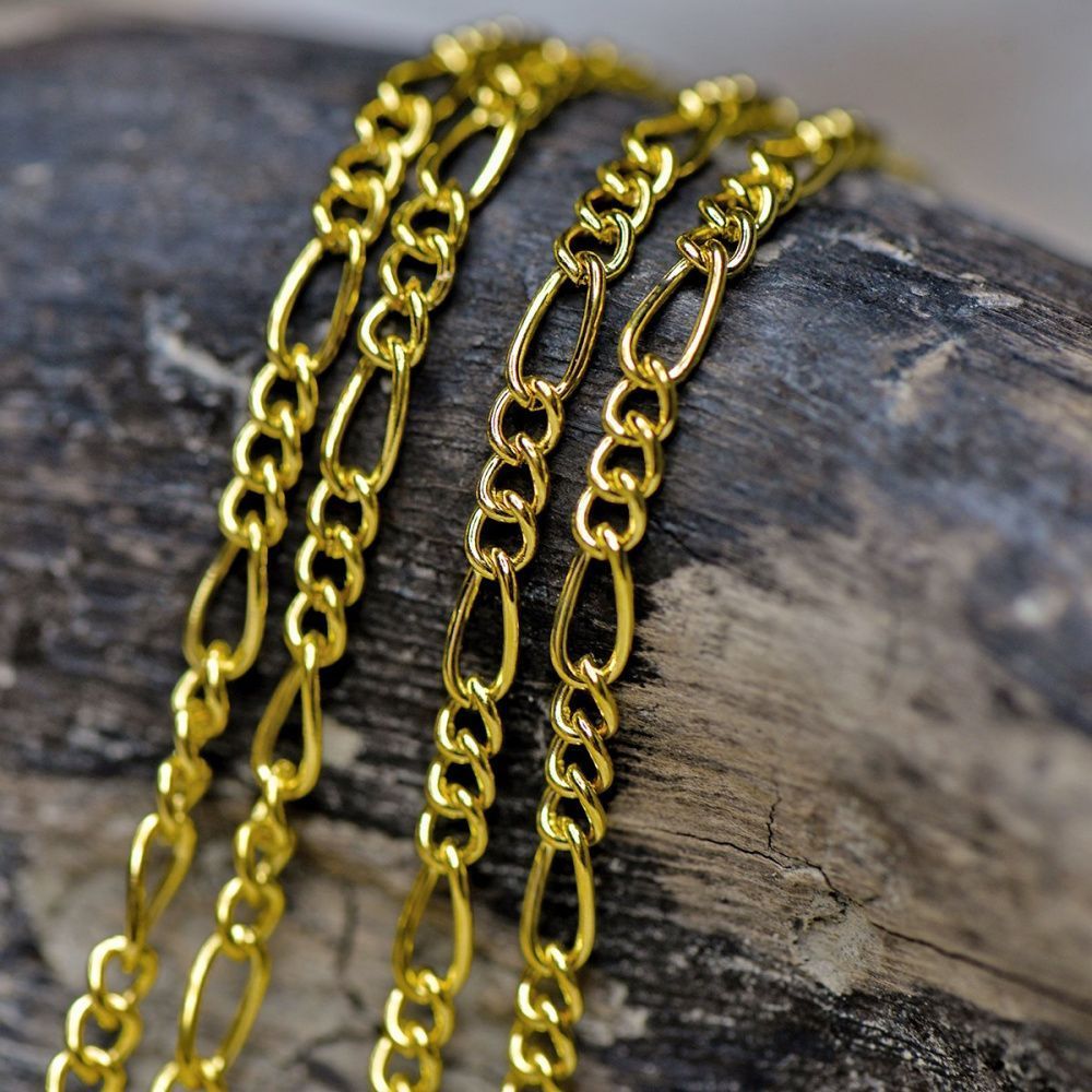 цепочка "фигаро", цвет золото, звено 3.5x0.8 мм