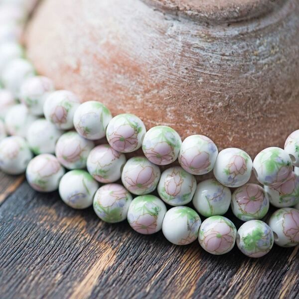 бусина, керамика "роза", пастельные тона, 10 мм