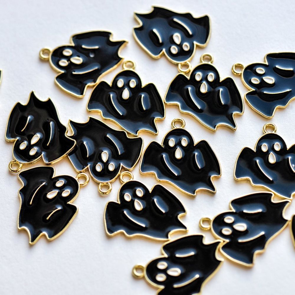 подвеска металлическая "привидение", эмаль, цвет черный, 25x23x1 мм