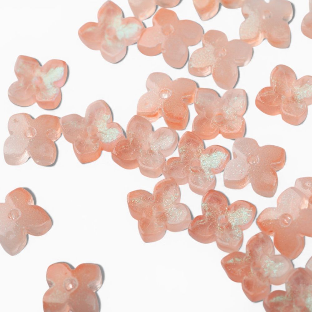 бусина "вероника", стекло, цвет персиковый, 10x10x3.5 мм