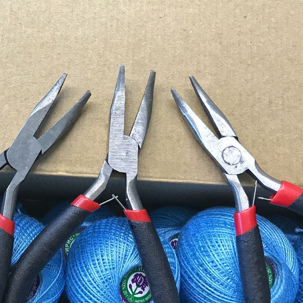 инструмент, тонкогубцы-утконосы (без насечки), черные ручки, 125 мм