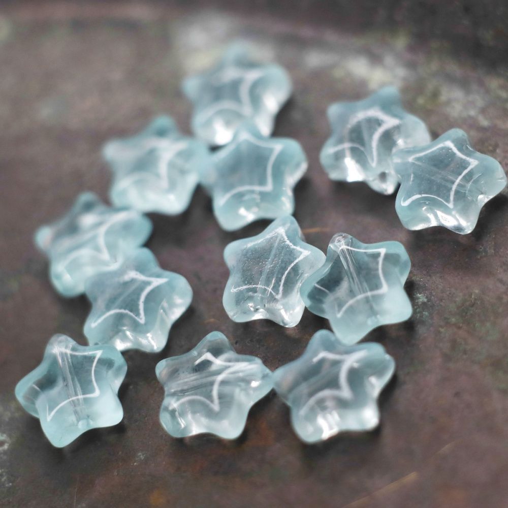 бусина "звездочка jelly", стекло, цвет голубой, 8x8x4 мм