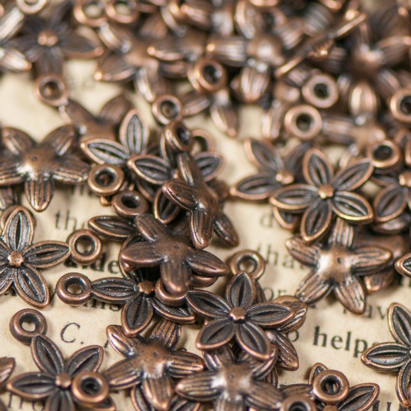 подвеска металлическая "пятицветик", цвет красная медь, 13,5х10,5 мм