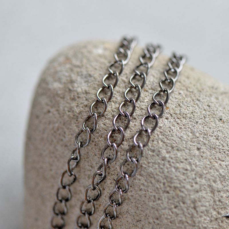 цепочка "кластер", цвет черный, звено 6х4х0.7 мм