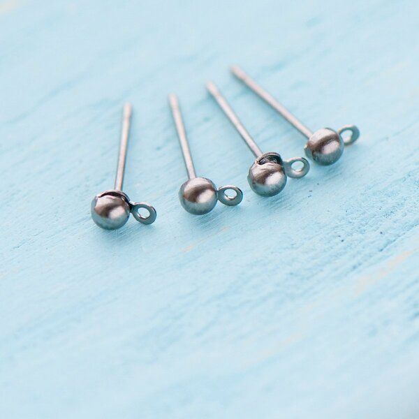 пуссеты "шарик", цвет черный, 12х3 мм