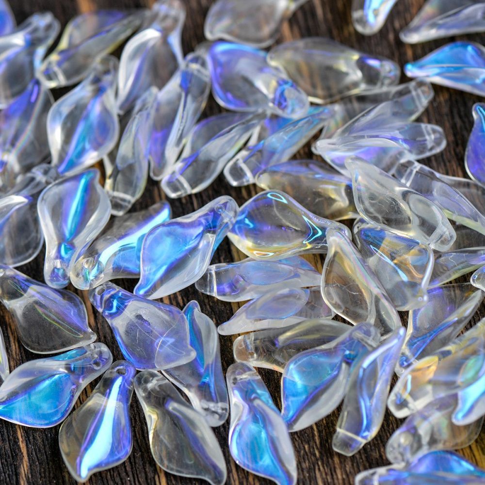 подвеска стеклянная "кала", цвет прозрачный/радужный, 20x10.5x6 мм