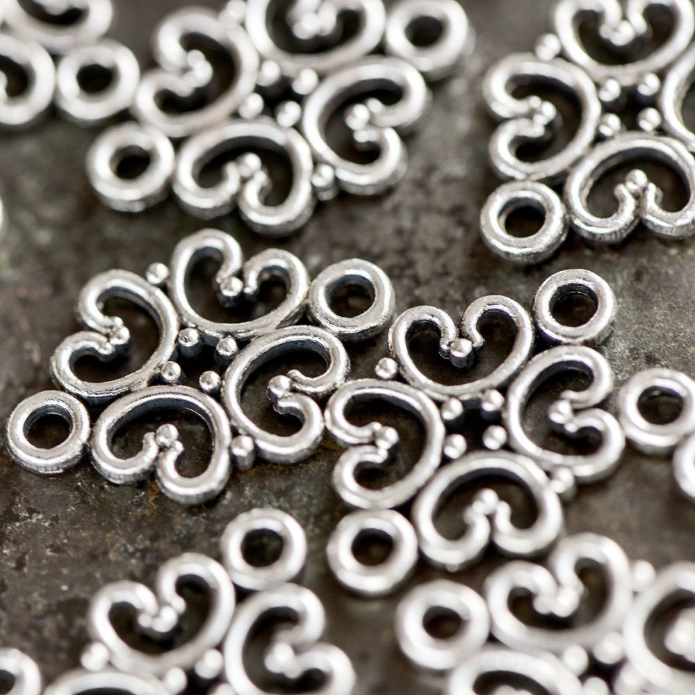 коннектор "кризанта", цвет античное серебро, 18x13x1 мм