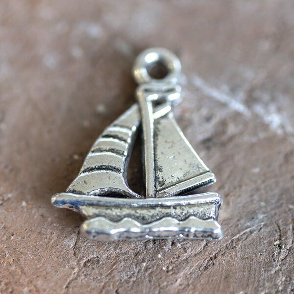 подвеска металлическая "парусник", цвет античное серебро, 20x16.5x2 мм