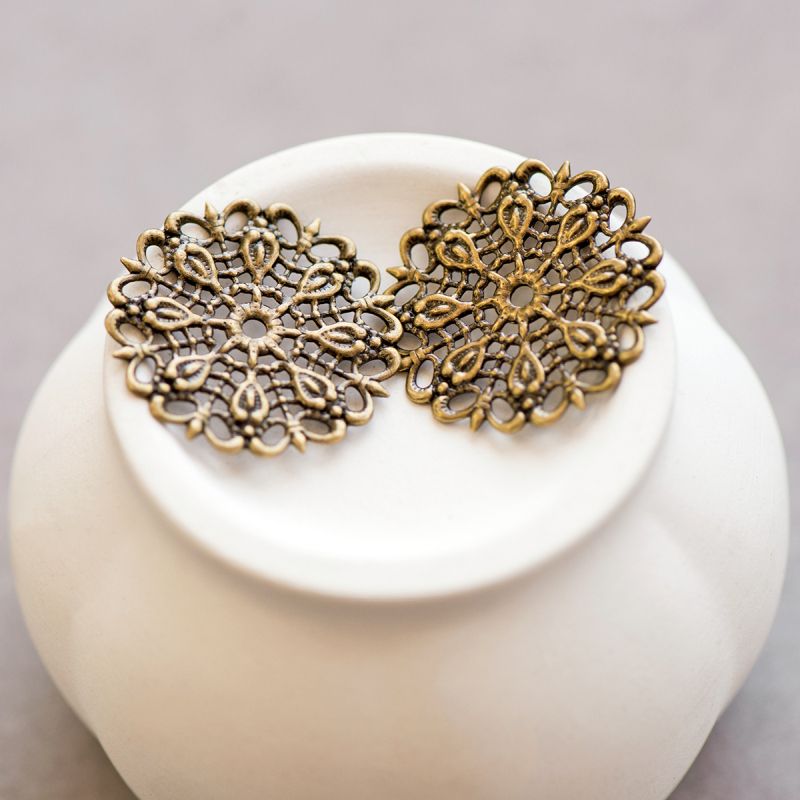 коннектор "филигрань салфетка", цвет античная бронза, 25х1х2 мм